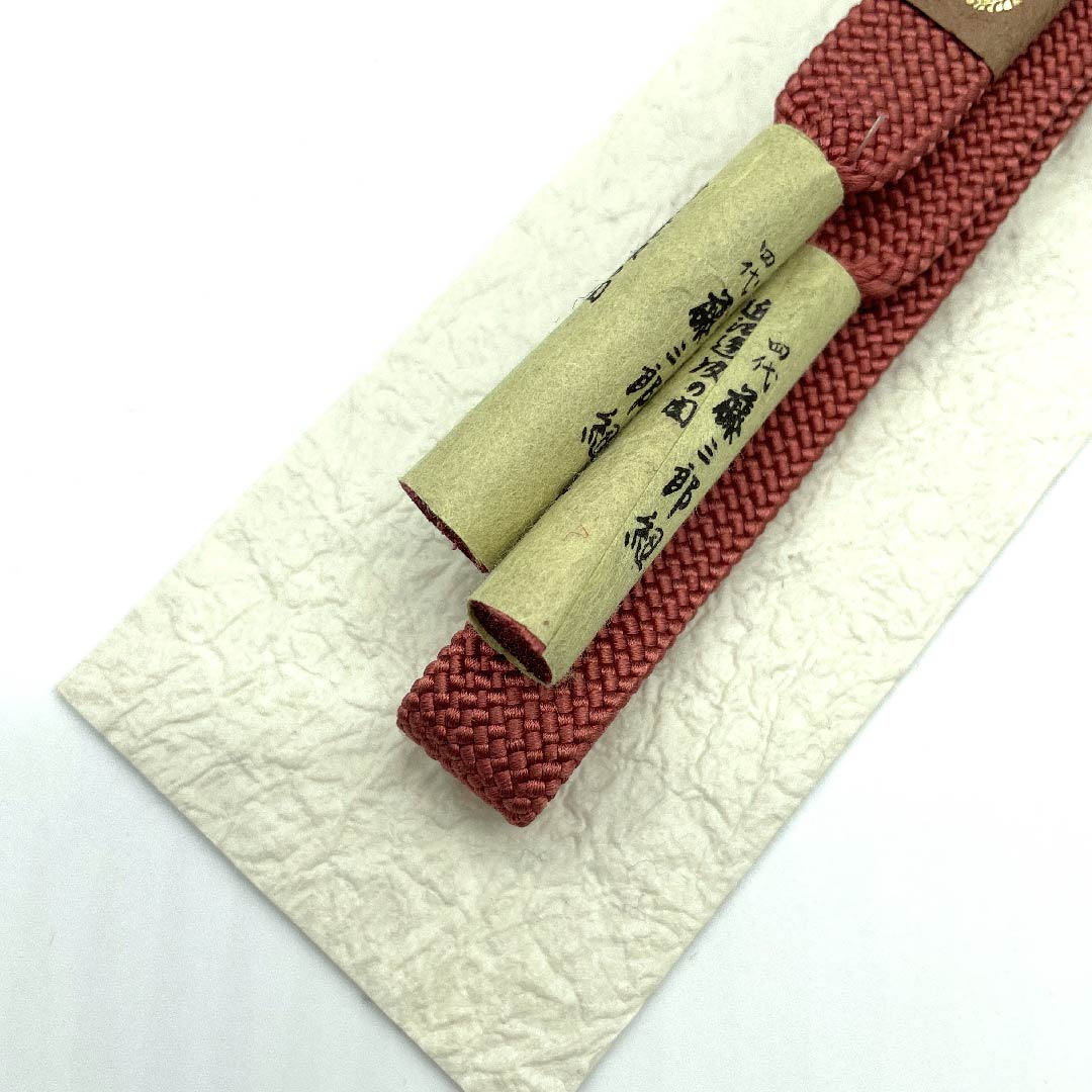 (New old stock) Silk obi-jime (sash fastener) - Red and red color - Fourth generation Fujisaburo cord - Small flower pattern - New old stock - Length approx. 160cm - Width approx. 1.5cm - Casual - S rank - Orange color - 1135000112926