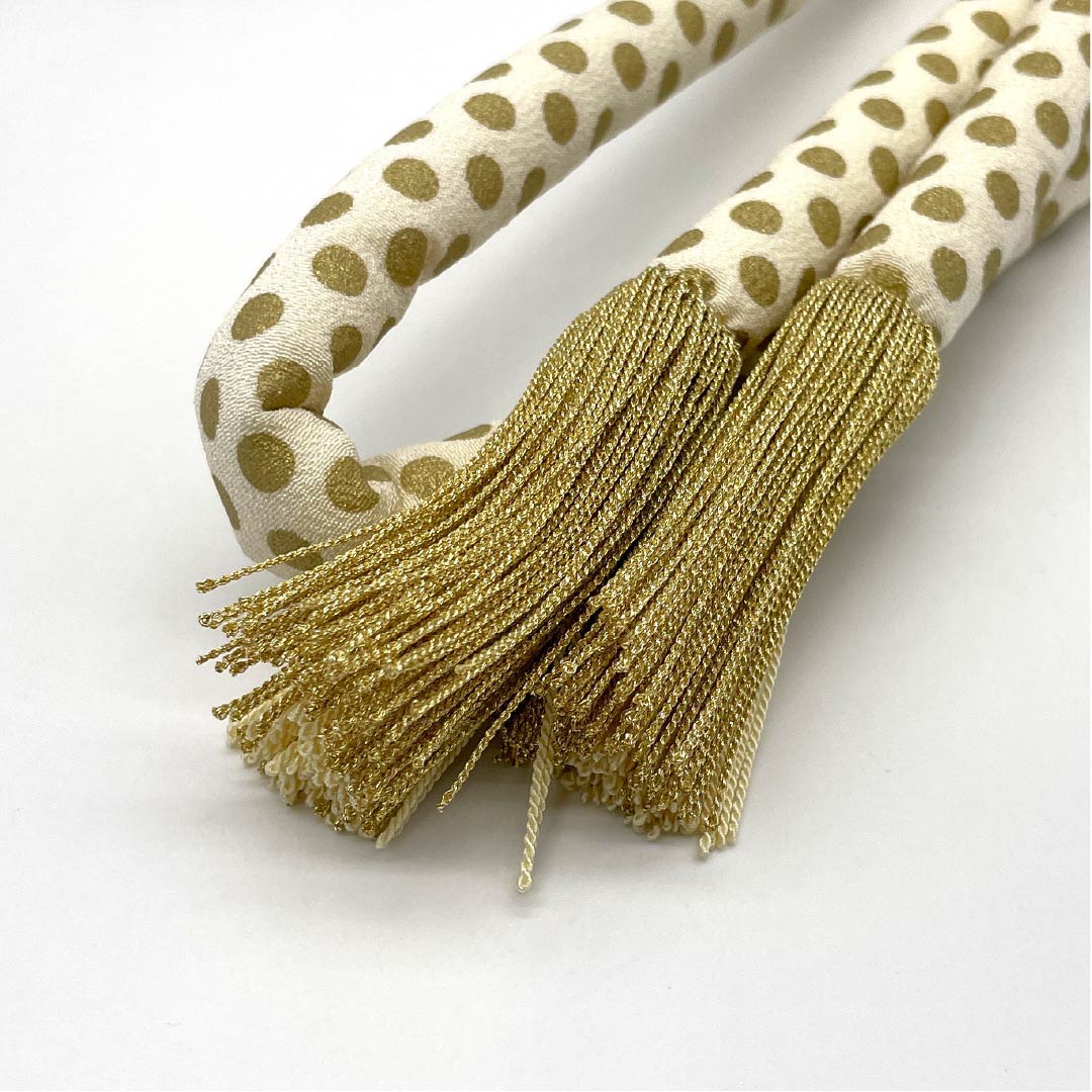 S-Rank Milky White Obijime (Sash Band) for Furisode Kimono, Round Hook, Dot Pattern, Approx. 176cm Long, Approx. 1.7cm Wide, Formal, Cream-Colored, Product Number: 1135004192415