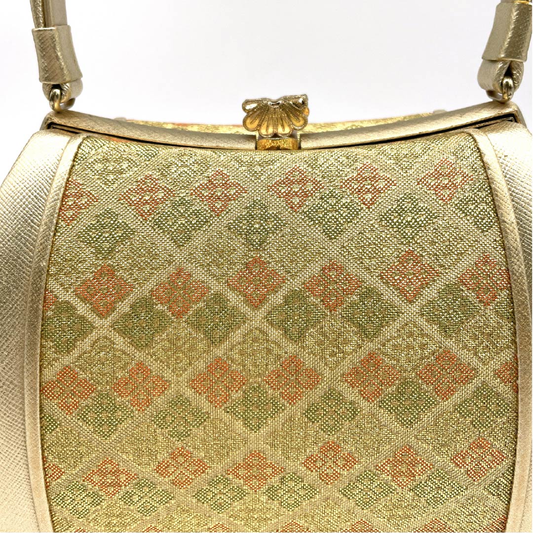 和装バック フォーマル 金色（きんいろ） 振袖用 花菱 古典柄 金系 Aランク 113900014321