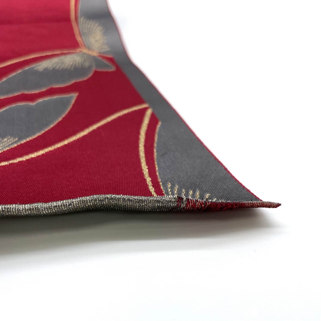 Half-width obi, polyester, wine red, butterfly, obi length 344cm, purple, A rank, 1125001743320