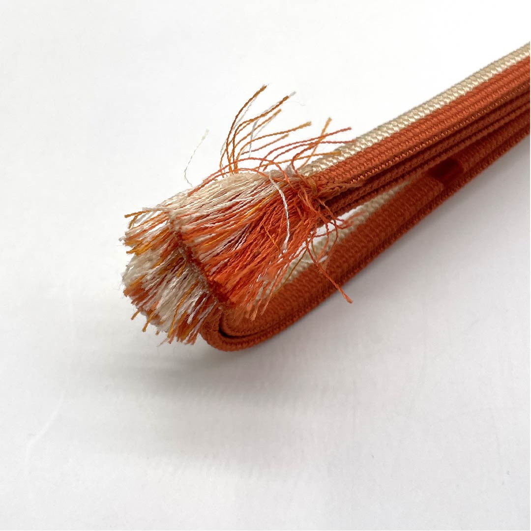 S-Rank Silk Obi-jime (Sash Band) - Silver-vermilion (Ginshuiro) Two-Tone Design - Approx. 148.5cm Long, Approx. 1.1cm Wide - Casual, Orange-Based - Product Number: 1135004272326