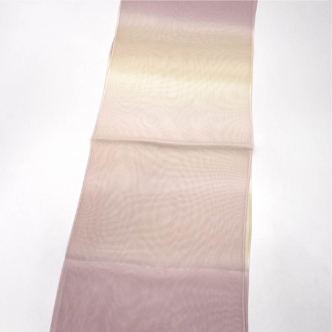 (Like New) Pure Silk Obiage (Sash) - Semi-Formal, Arasomeiro (Faded Red) and Light Egg-Colored (Light Egg-Colored) Gradient, Summer, Approximately 180cm Long, Approximately 29.5cm Wide, Pink, Product Number: 1136002221913