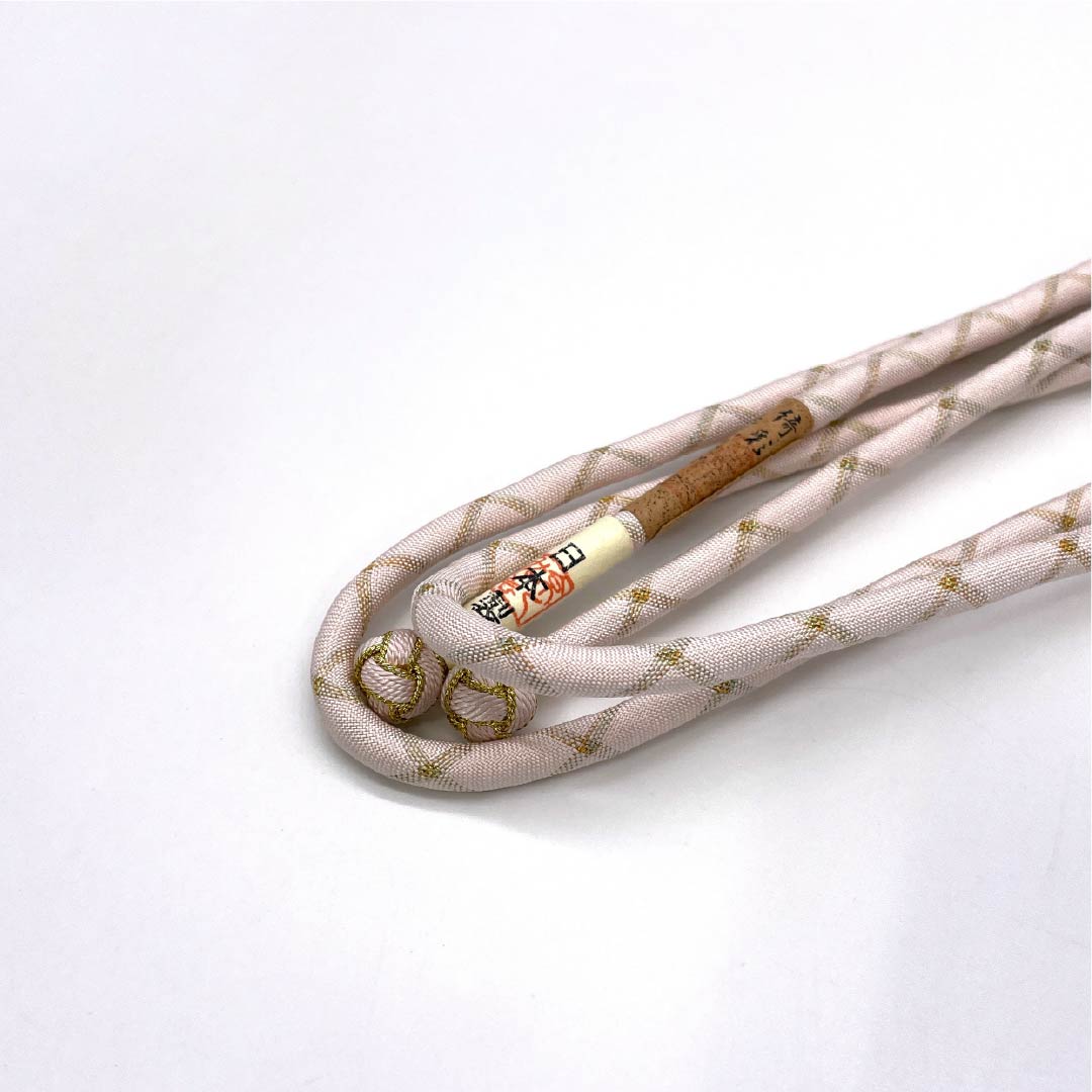 (Brand New) Pure Silk Obijime (Obi Band) in Sakurairo (Cherry Blossom) Kyoto Kumihimo (Odamaki) Pattern, Length: Approx. 156.5cm, Width: Approx. 0.7cm, Casual, Pink, Product Number: 1135005371313