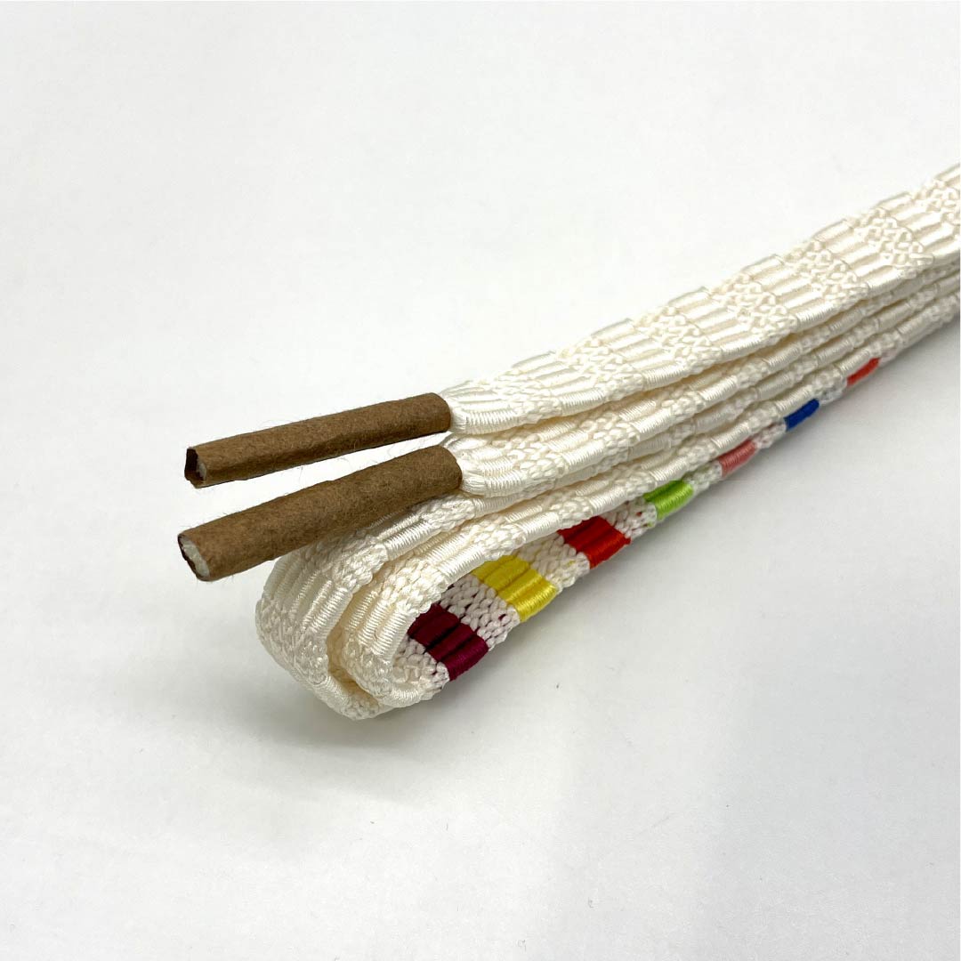 Obijime, genuine silk, S rank, milky white, flat braid, horizontal stripes, length approx. 156cm, width approx. 1.5cm, casual, cream-colored, 1135006092315