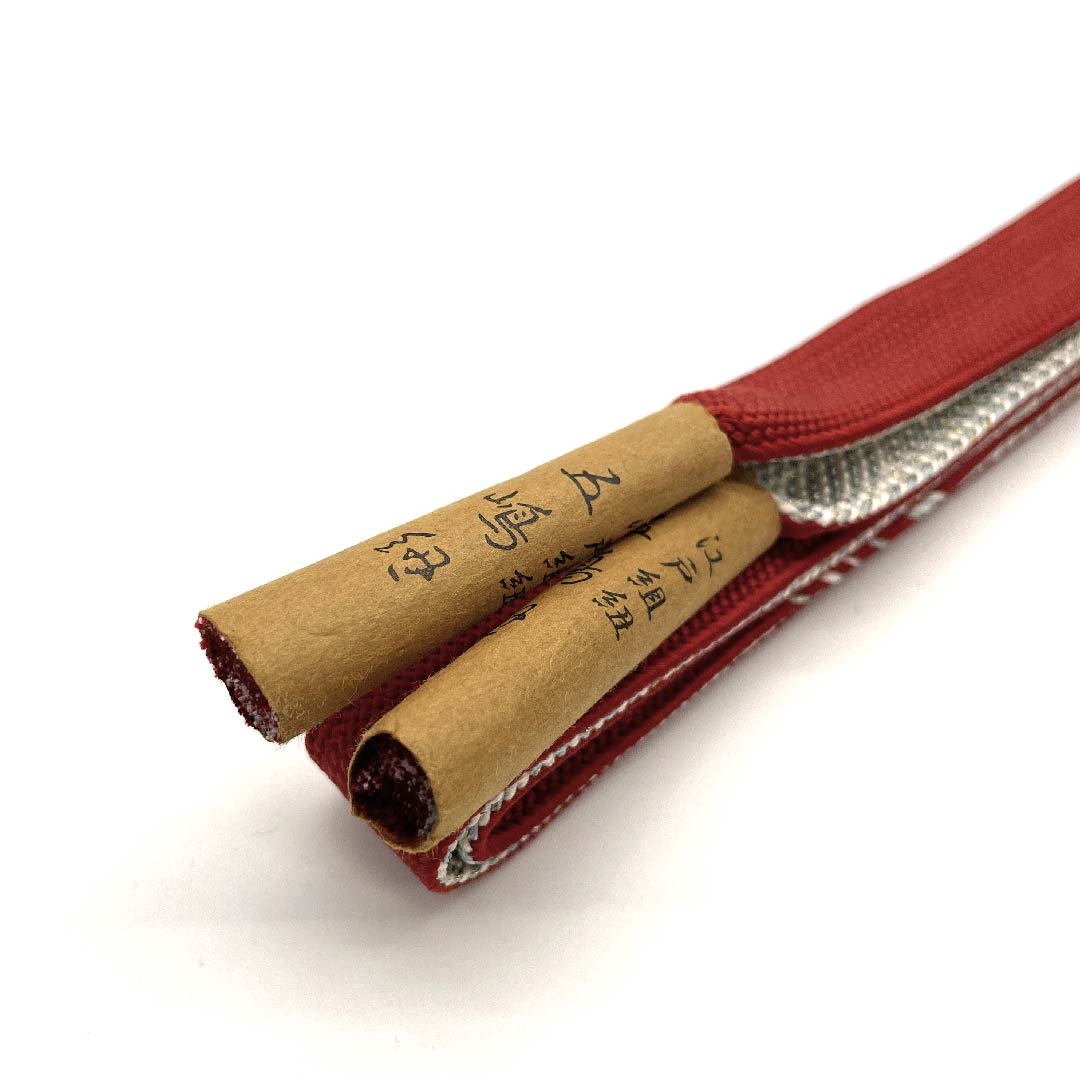 (New old stock) Obi-jime (belt fastener) made of pure silk, quarter-length cord, deep maple leaf color (koimomiji-iro), Goshima cord, Edo braid, new old stock, length approx. 168cm, width approx. 1.7cm, casual, S rank, vermilion, 1135002012916