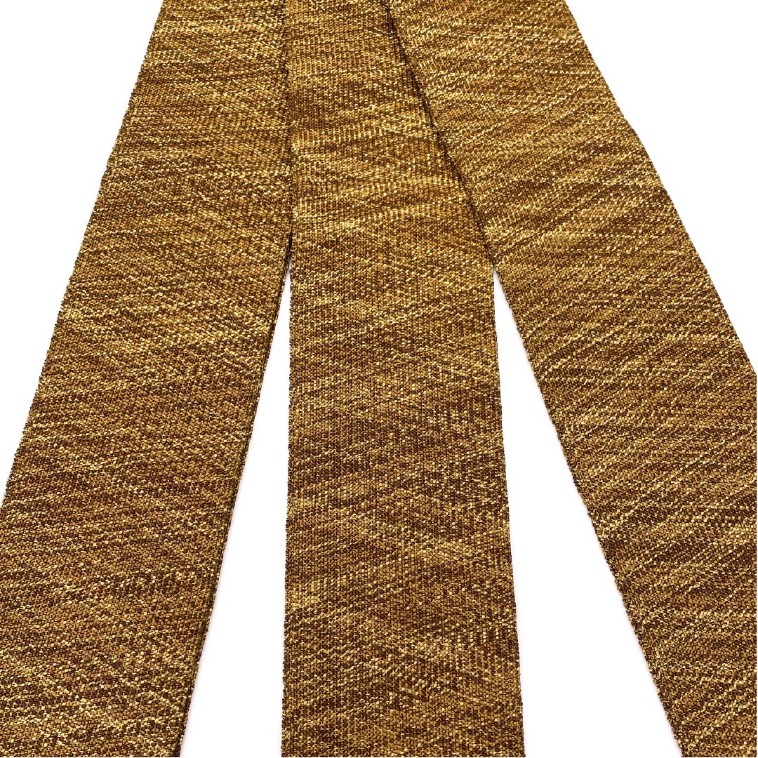 （未仕立）角帯 正絹 黄唐茶色（きからちゃいろ） 幾何学模様 帯丈432cm 幅9cm Sランク 茶系 1134000432914