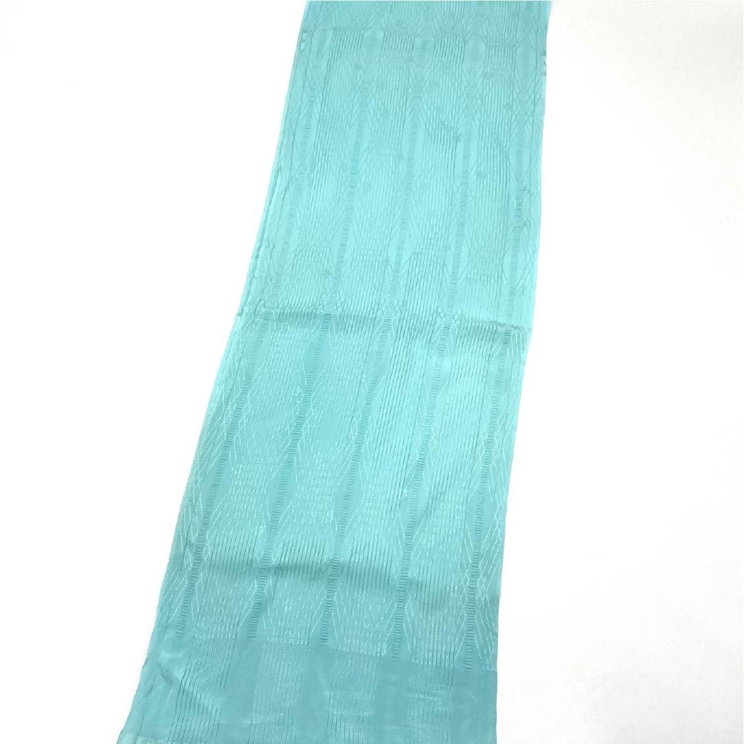 帯揚げ 正絹 Sランク セミフォーマル 水浅葱色（みずあさぎいろ） 縞 幾何学模様 夏用 長さ約171cm 幅約26cm 水色系 1136004032924