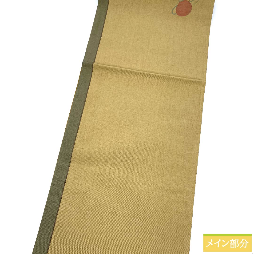 Fukuro obi, Yamabuki gray, gourd, plum, pongee, obi length 444cm, pure silk, A rank, point pattern, casual, beige, 1123011113325