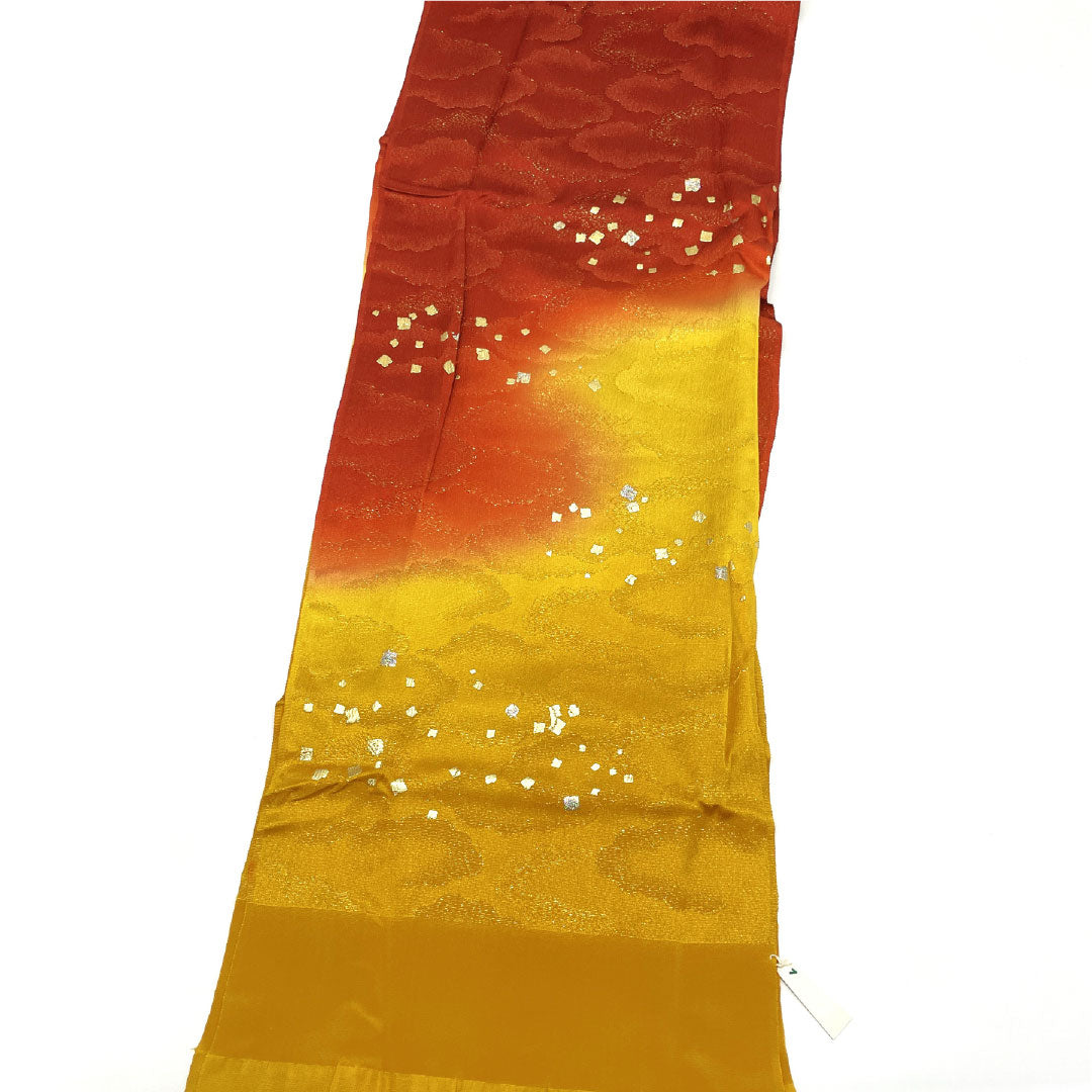 Unused Item: Obi-jime and Obi-age Set, Pure Silk, NEW Rank, Golden Yellow and Oxblood Red, Classic Pattern, Two-Tone, Length approx. 157cm, Width approx. 1.5cm, Semi-Formal, Yellow Tones, 1141000521323