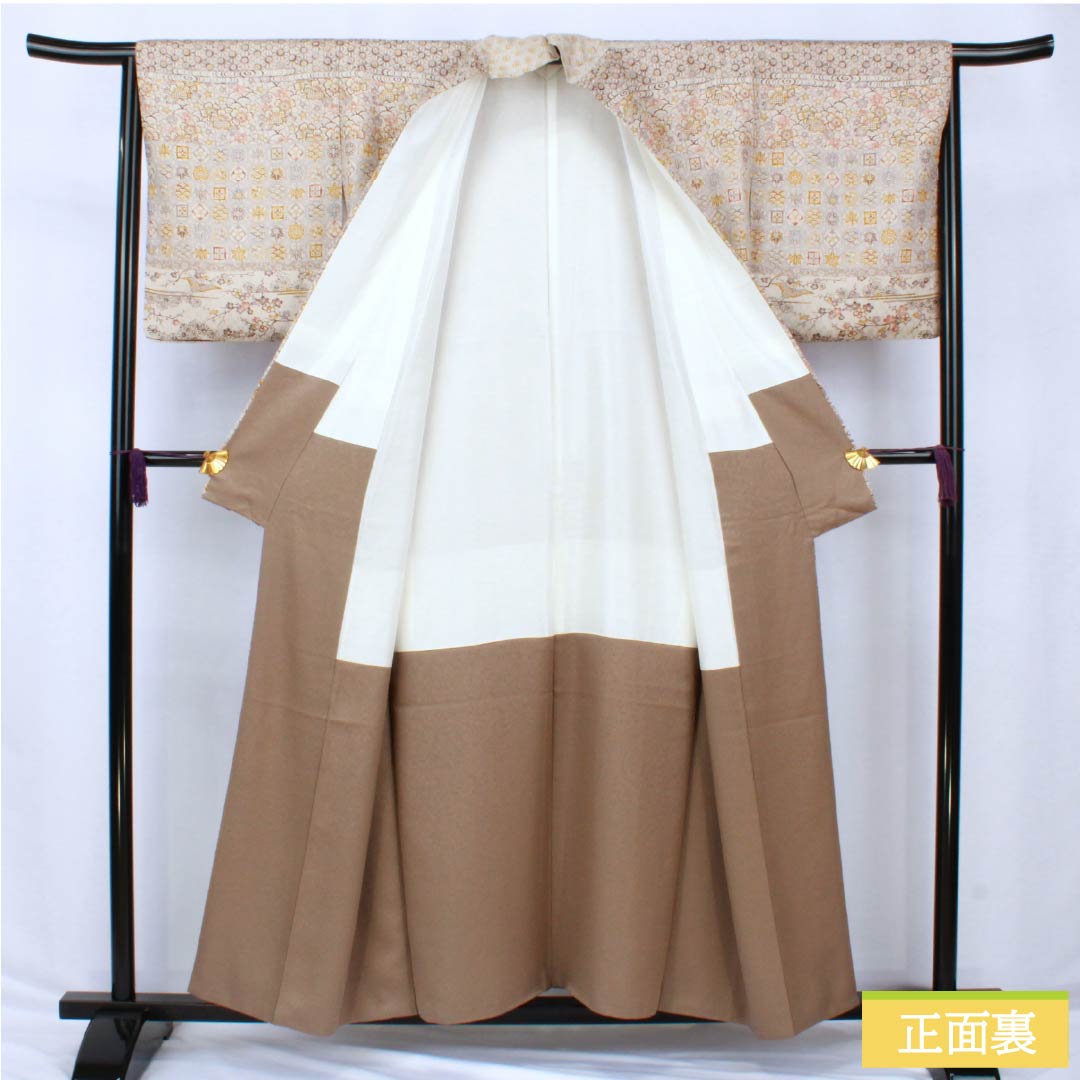訪問着 正絹 Sランク 袷 身丈156cm 裄丈64.5cm 薄墨色（うすずみいろ） 絹鼠色（きぬねずいろ） 京紅型 花織 グレー系 1112006602322