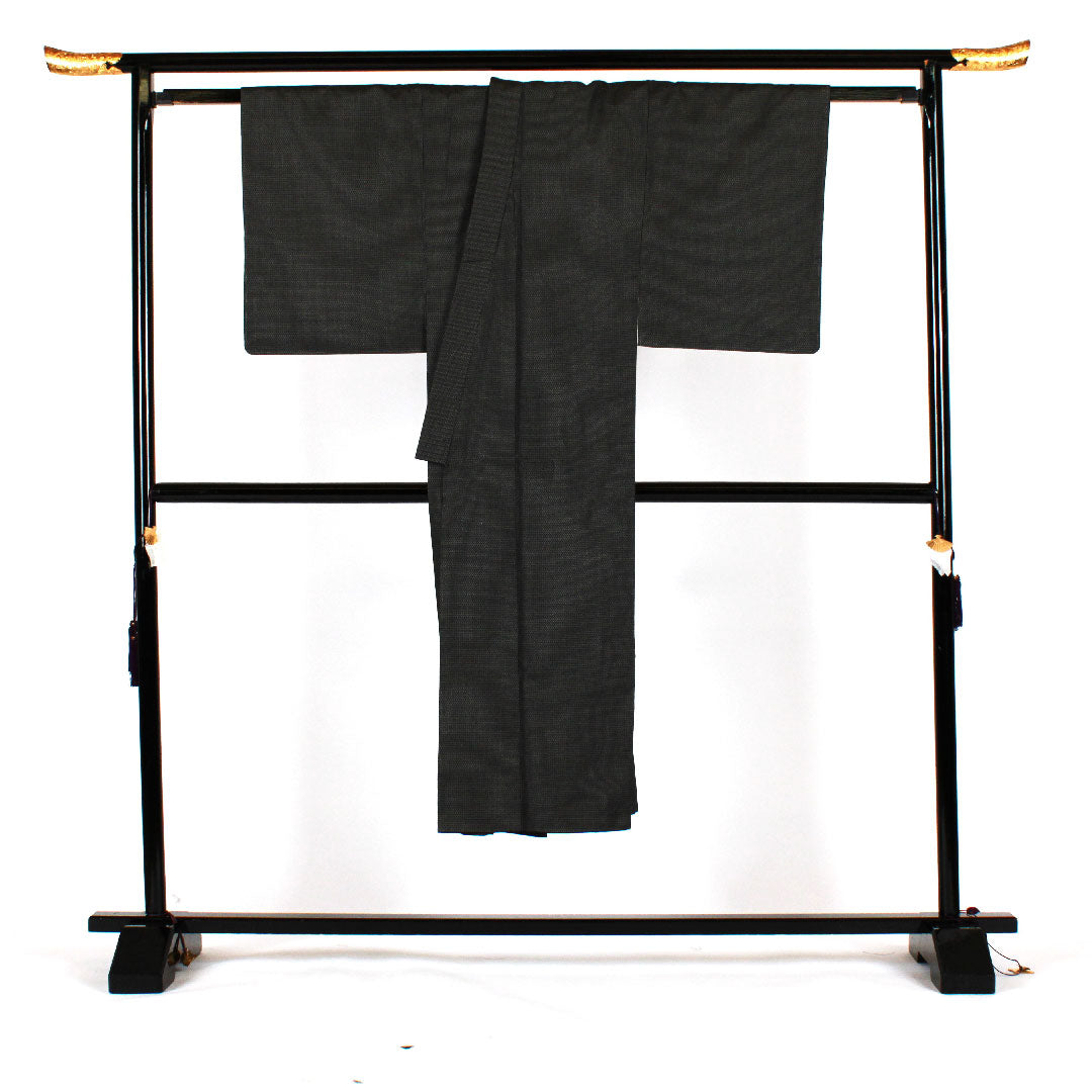 Men's, Length 140cm, Sleeve length 68cm, Cross-patterned ensemble, Pure silk, S rank, Lined, Black, 1119000272410