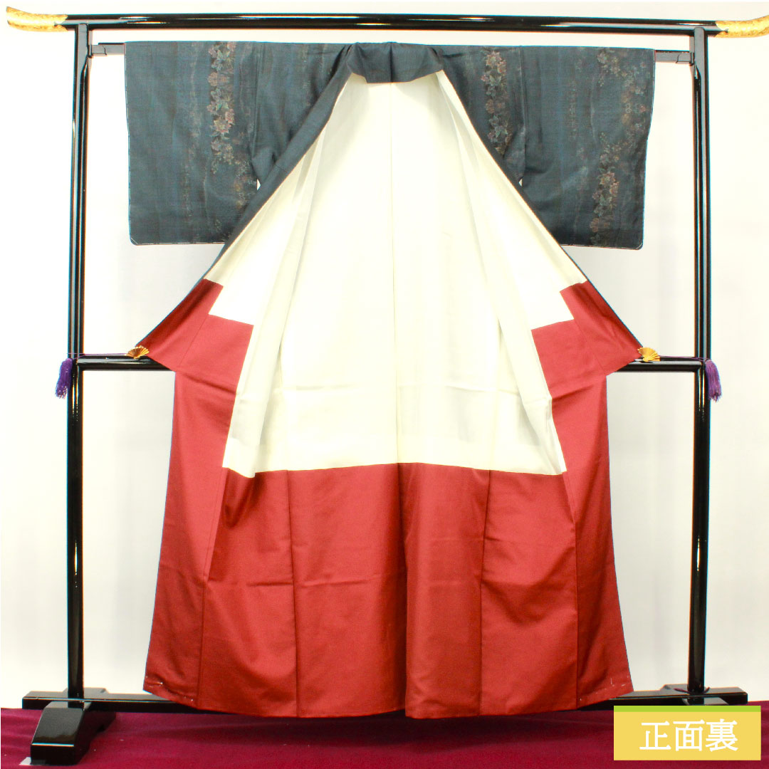 Silk pongee, Length 159cm, Sleeve length 63cm, Oshima pongee, 9 marks, with basting thread, S rank, lined, navy blue, 1116003362318