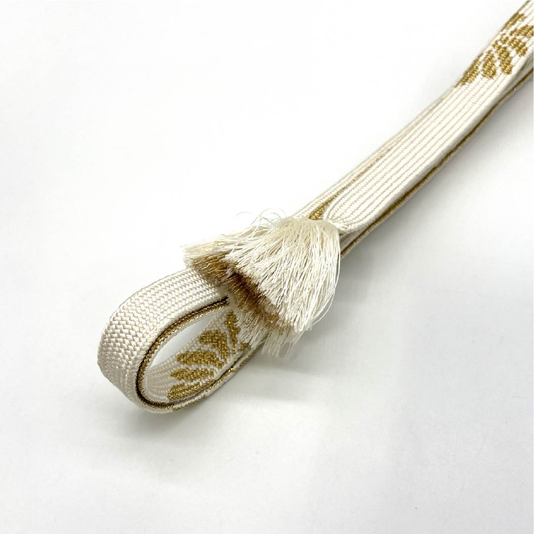 Obijime Silk S-rank Platinum Flat Braid Length approx. 156cm Width approx. 1.5cm For Kurotomesode White series 1135006182311