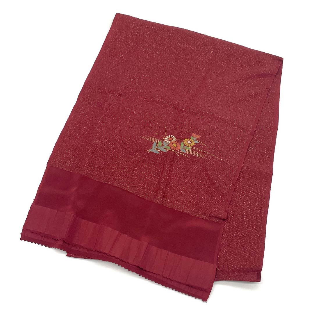 (Like new) S-Rank Silk Obijime and Obiage Set, Sapphire and Crimson with Glitter, Approximately 156cm Long, 1.3cm Wide, Semi-Formal, Red, Item Number: 1141000152312