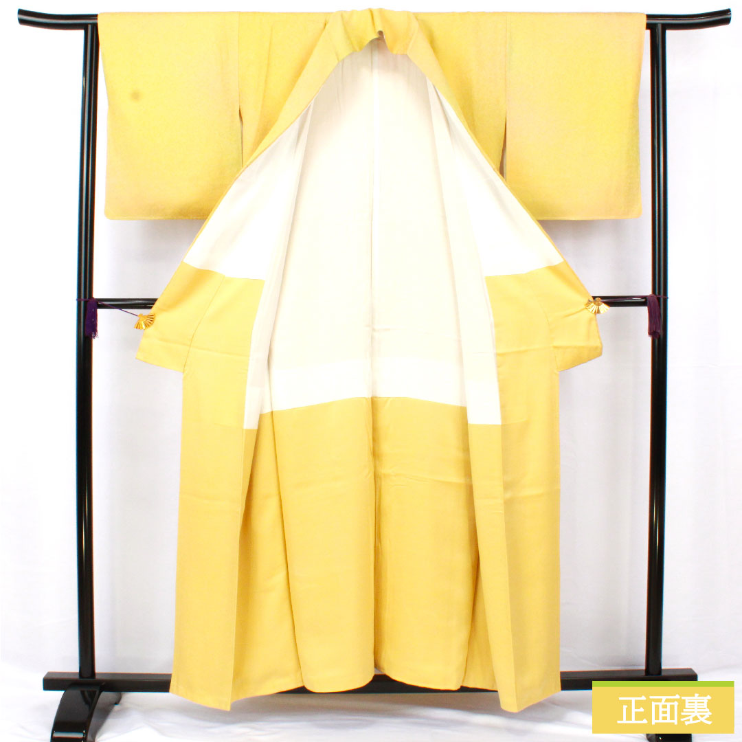 Plain color, pure silk, length 156cm, sleeve length 63cm, one crest, circle with four diamonds, lined, S rank, yellow, 1114001922323