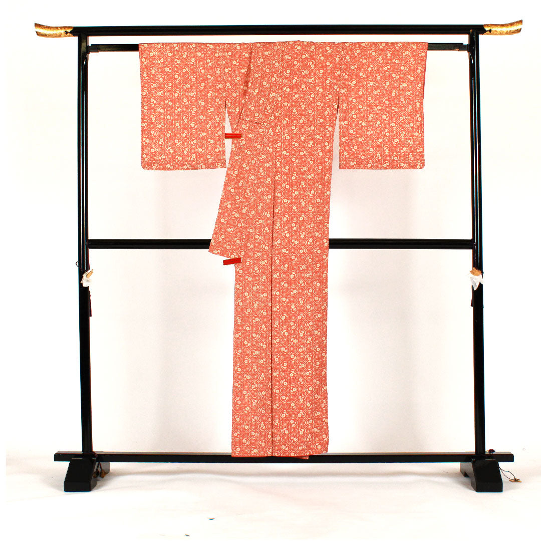 Small pattern, length 155cm, sleeve length 63cm, lined, small flower pattern, washable kimono, poly, S rank, pink, 1115000802313