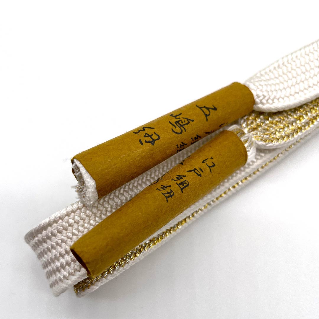 （新古品） 帯締め 正絹 四分紐 白色 五嶋紐 江戸組紐 金属糸使用 長さ約159cm 幅約1.5cm フォーマル Sランク 白系 1135000462311