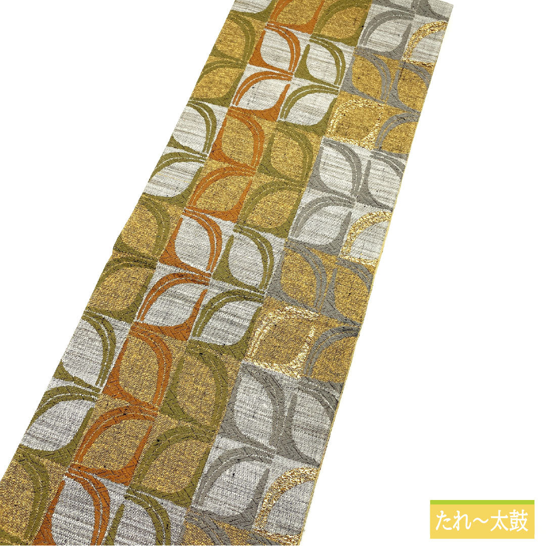 Fukuro Obi (Sash), Pure Silk, S-Rank, Tsumugi Fabric, Abstract Pattern, Length 478cm, Six-Ply, Casual, Brown, Item Number 1123016672414