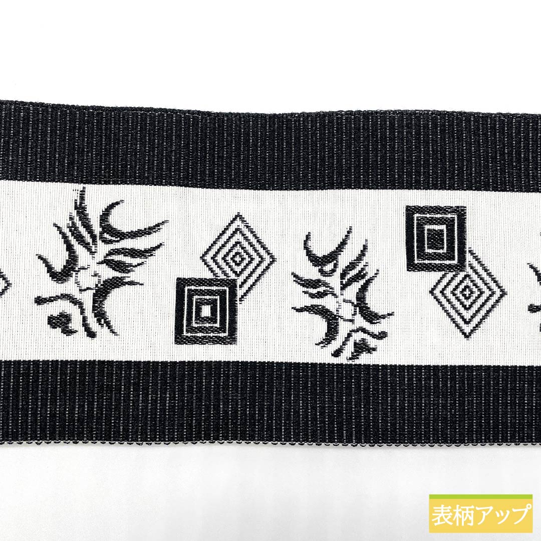 (Unmade) Kaku-obi (sash) Polyester Kabuki Kumadori Yoshiwara Tsunagi Reversible Length 400cm Width 9.5cm S Rank White 1134000272911