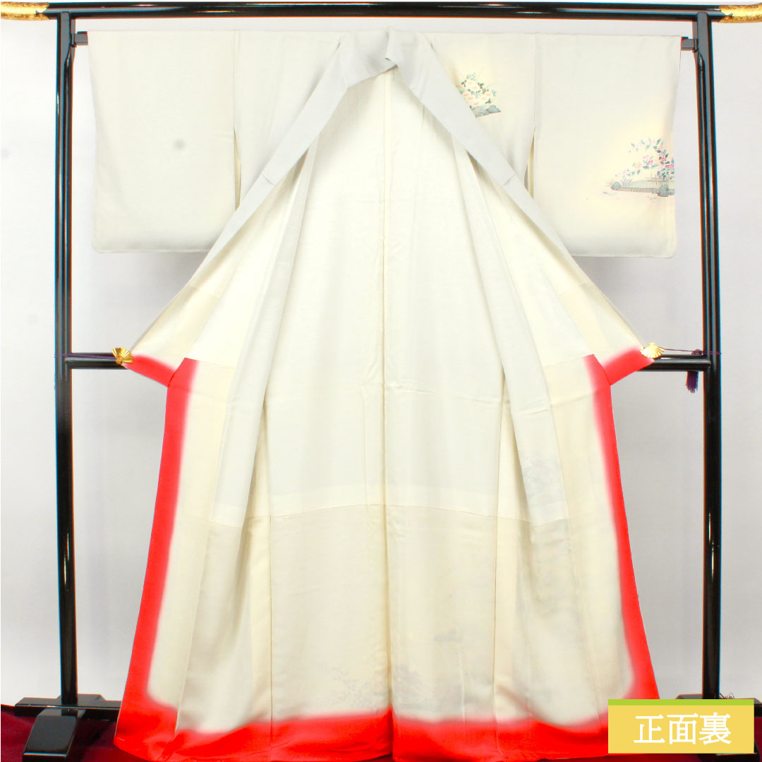 訪問着 正絹 袷 身丈168.5cm 裄丈68cm 銀白色（ぎんはくしょく） 加賀友禅 茶屋辻模様 作家物 Aランク グレー系 1112004743522