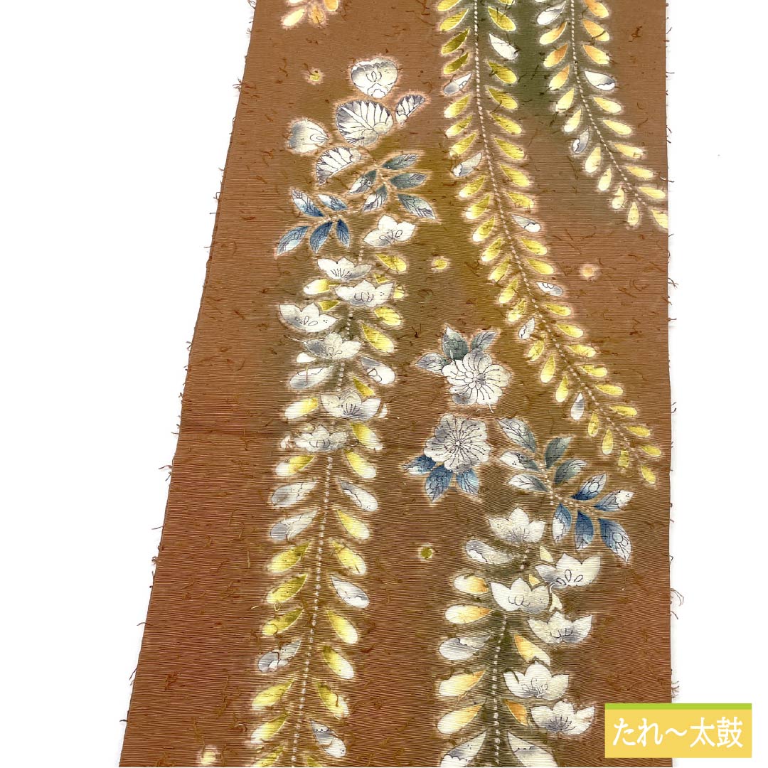 Fukuro Obi, Pure Silk, Shikanchairo (Shikanchairo), Hige Tsumugi, Net-ori Tsumugi, Tsujigahana, Obi Length 460cm, S Rank, Six-pass, Semi-formal, Brown, 1123012262414