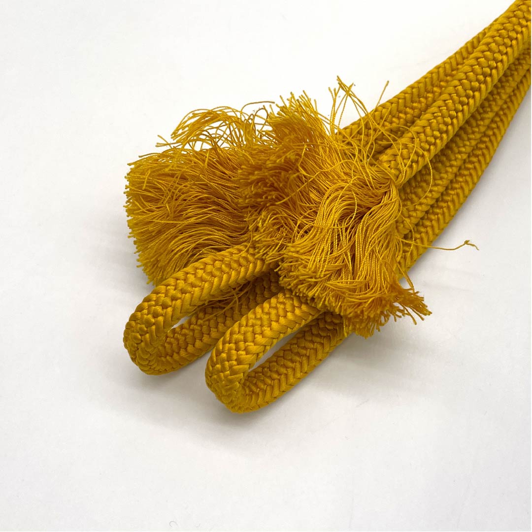 S-Rank Silk Obijime (Sash Band) in Golden Yellow, Solid Color, Approx. 163cm Long, Approx. 1cm Wide, Casual, Yellowish Color, Product Number: 1135004292323