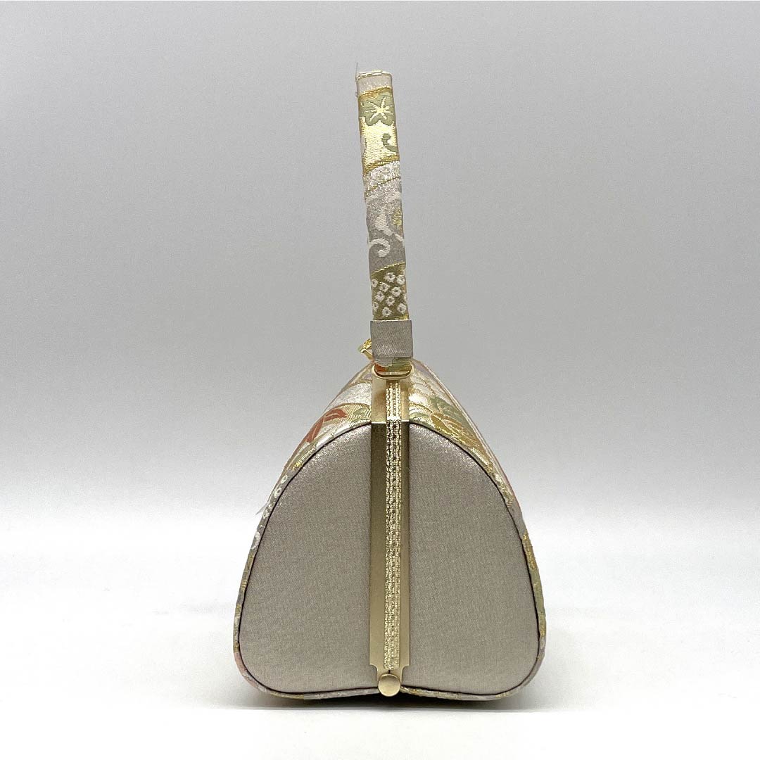 (Like New) Formal Zori and Bag Set, Grade A, with Auspicious Motifs, Obi Fabric, Size L, Gold, 1133000463421