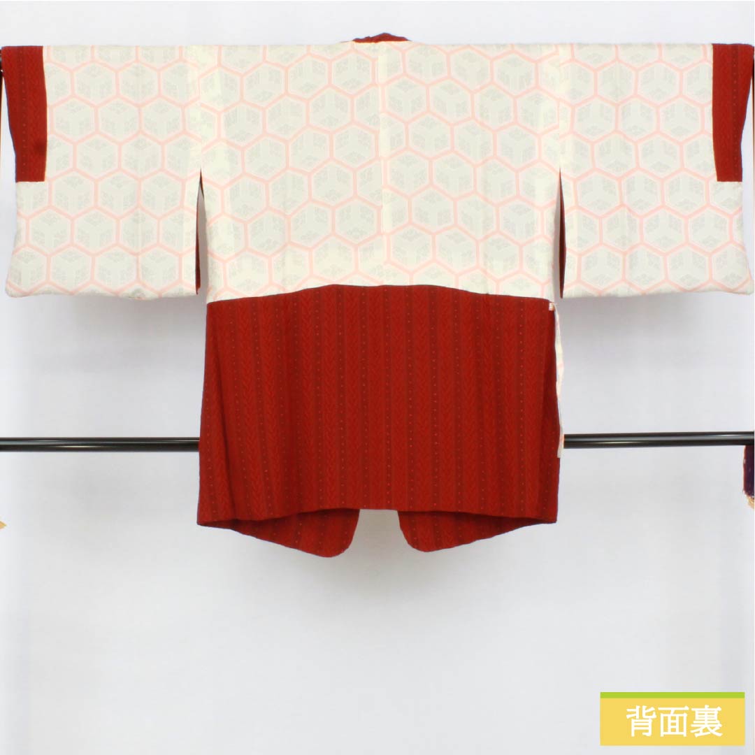 Michiyuki Coat, Pure Silk, S-Rank, Length 81cm, Sleeve Length 63.5cm, Benikabairo (Red Birch Color), Yoshiwara Tsunagi (Yoshiwara Coverall), Lined, Red, Item Number 1117001202912