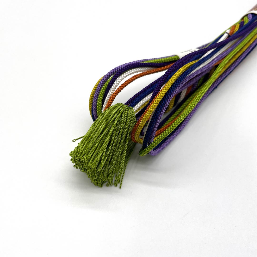 (Like new) Pure silk obijime (sash band), S-rank, colorful and stylish, with twisted tassels, approximately 159cm long and 1.1cm wide, casual, gradient finish. Product number: 1135004932399