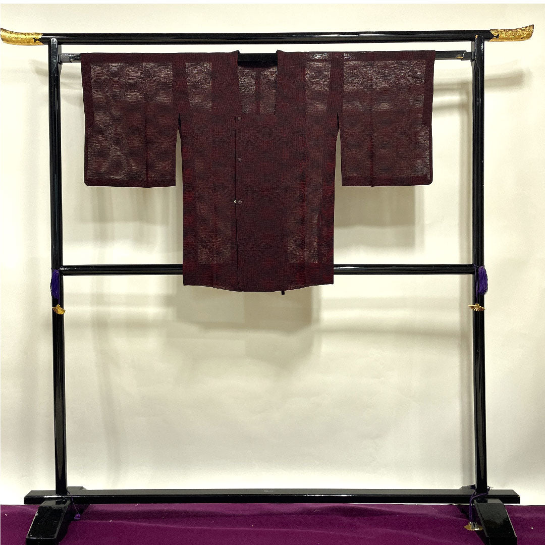 道行コート 身丈83cm 裄丈63cm 抽象模様 正絹 Sランク 紗 赤系 1117000492912