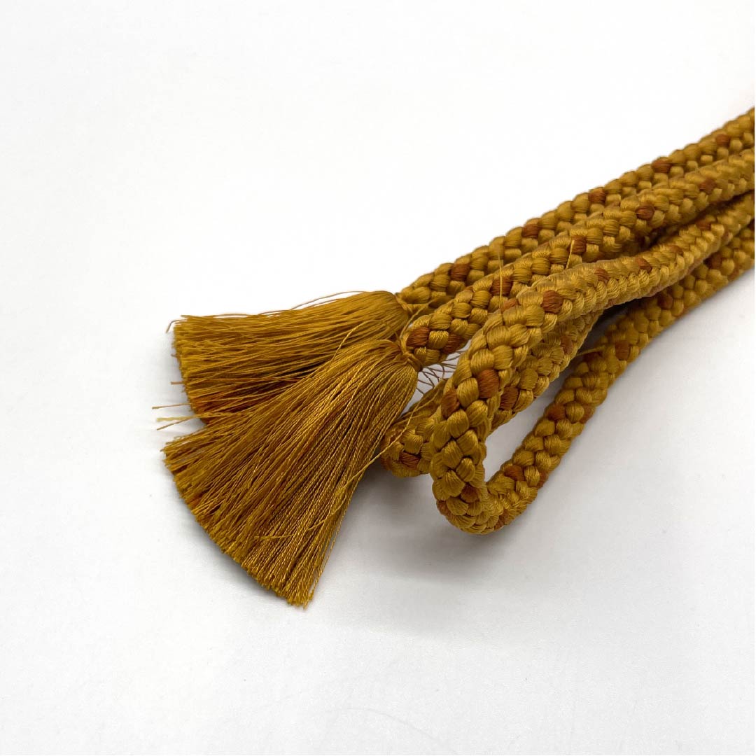 Amber-colored silk obi-jime (sash band) - Grade A, round braided, approximately 173cm long and 0.9cm wide, casual, brown, product number 1135004063414
