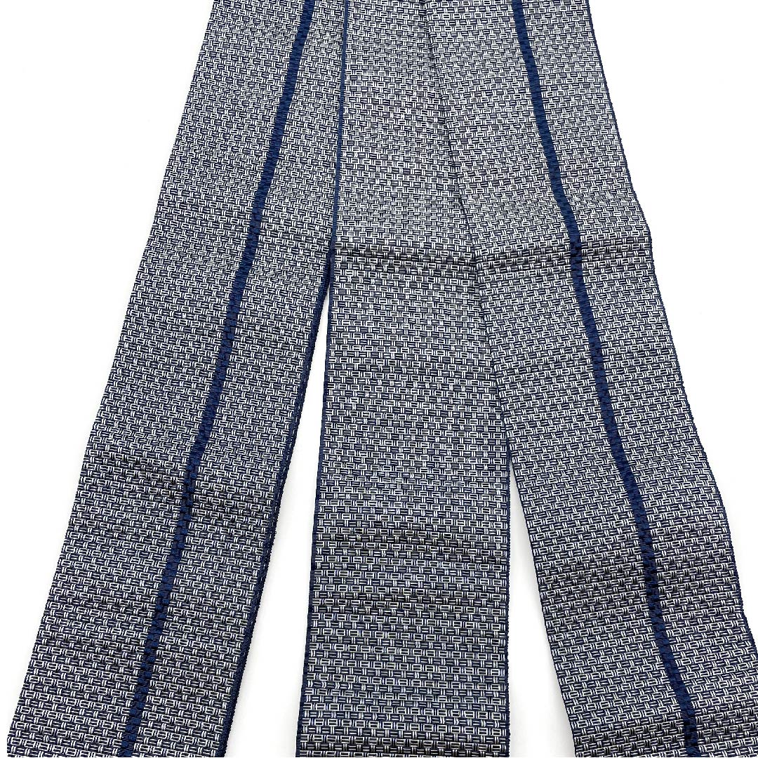 Kaku-obi (sash) made of polyester in iron and grape color with geometric patterns, obi length 392cm, width 9.5cm, rank S, navy blue, 1134000012918