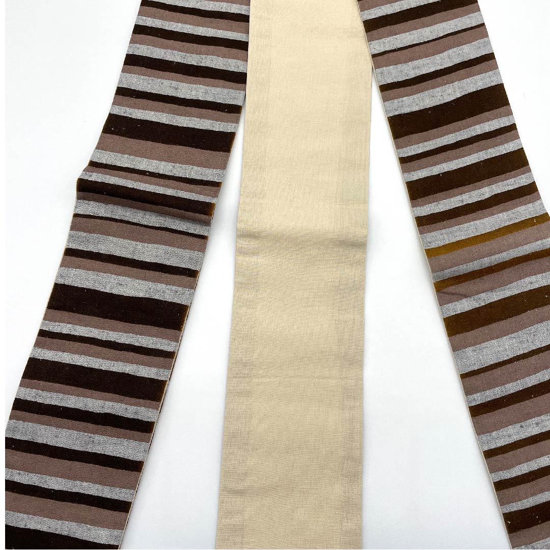 Square obi, cotton, horizontal stripes, unused, obi length 400cm, width 9.5cm, new rank, gradation style, 1134000091999