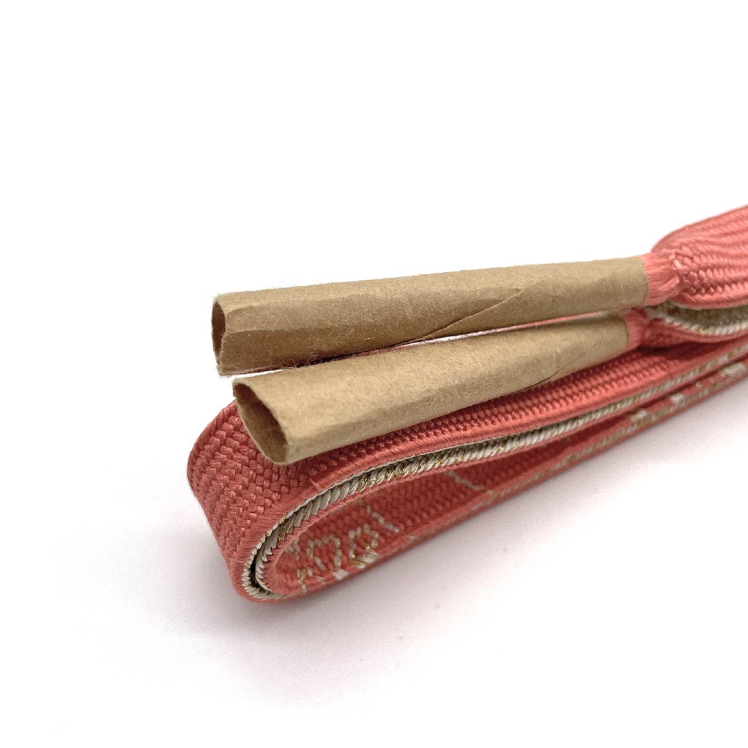 (New old stock) Obijime (belt sash) made of pure silk, quarter-length cord, medium crimson, specially selected gold and silver thread, metallic thread used, new old stock, length approx. 159cm, width approx. 1.5cm, semi-formal, S rank, pink, 1135001092913
