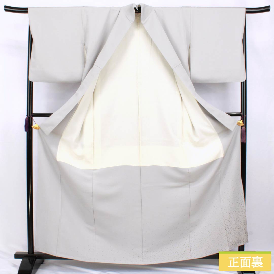 Colored Tomesode, Length 162cm, Sleeve Length 65.5cm, Amethyst Color, Living National Treasure, Fukuda Yoshishige, Fan Surface, Swallowtail Butterfly, Pure Silk, S Rank, One Crest, Gray, 1111000432422
