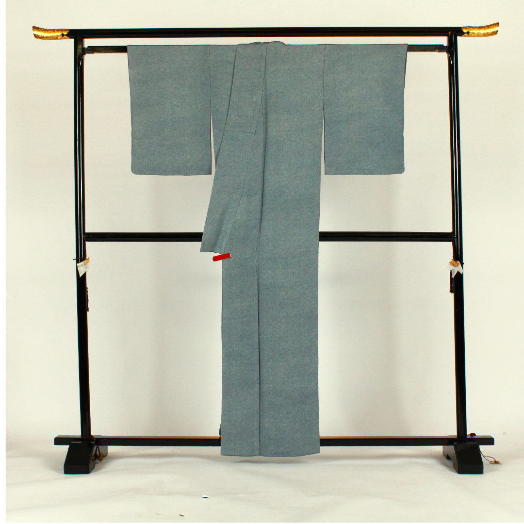 Komon Length 161cm Sleeve length 64cm Awase Edo Komon Kazuo Adachi Shark Butt-matching Three Aoi Silk S Rank Blue 1115001242317