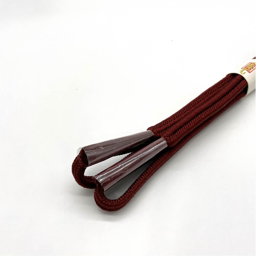 （新古品） 帯締め 正絹  深緋色（ふかきあけいろ） 冠組 新古品 長さ約167.5cm 幅約1cm セミフォーマル NEWランク 茶系 1135003701314