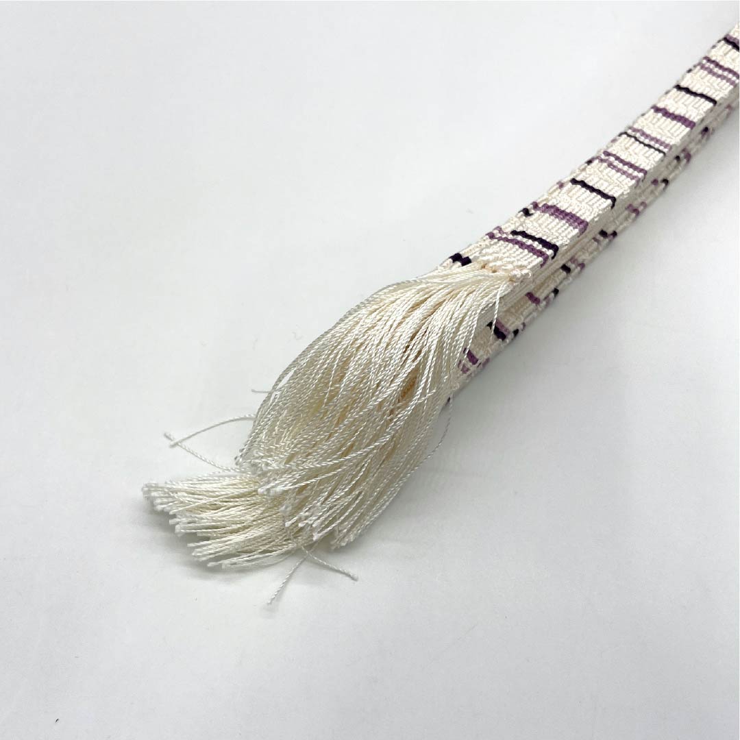 Obijime, pure silk, S-rank, milky white, flat braid, for summer, length approx. 172cm, width approx. 1cm, casual, cream系 1135006252415