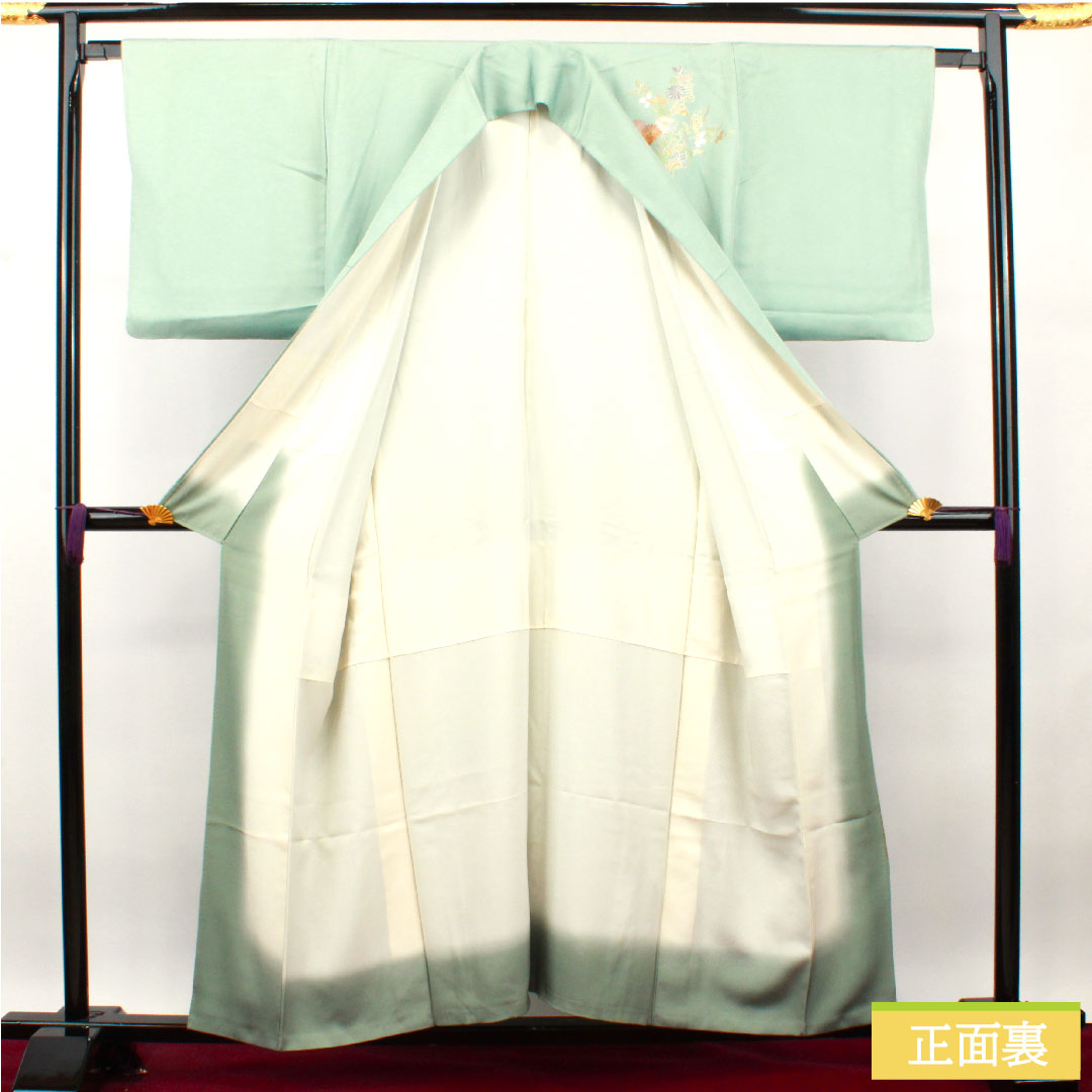 訪問着 正絹 袷 身丈156.5cm 裄丈64cm 薄水色 金彩加工 吉祥文様 Aランク 水色系 1112003523324