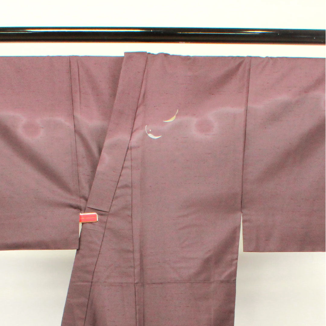 Men's Length 134cm Sleeve length 69.5cm Ushiku Tsumugi Hakusan Kobo Ichikawa Junichiro Yukiwa Pure silk S rank Awase Purple 1119000502320