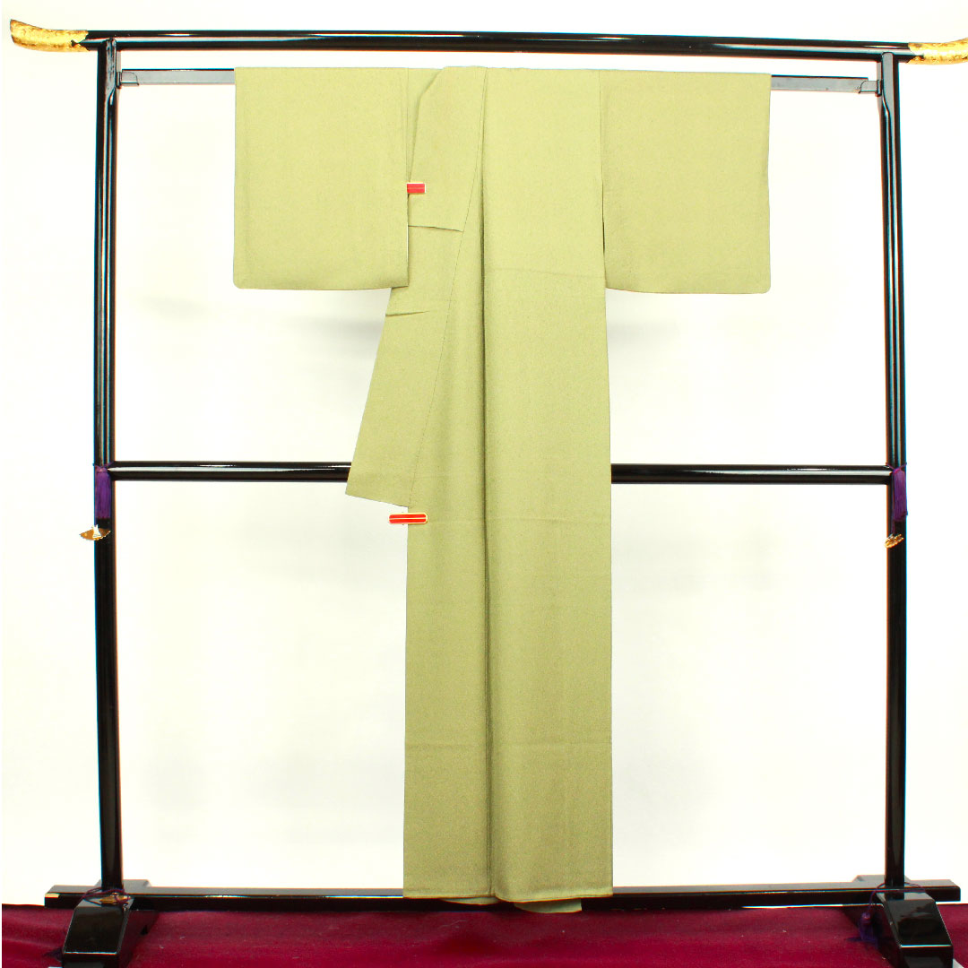 Komon Length 153.5cm Sleeve length 62cm Awase Rikyu color Edo komon Artist's work Shark Pure silk A rank Green 1115003443219