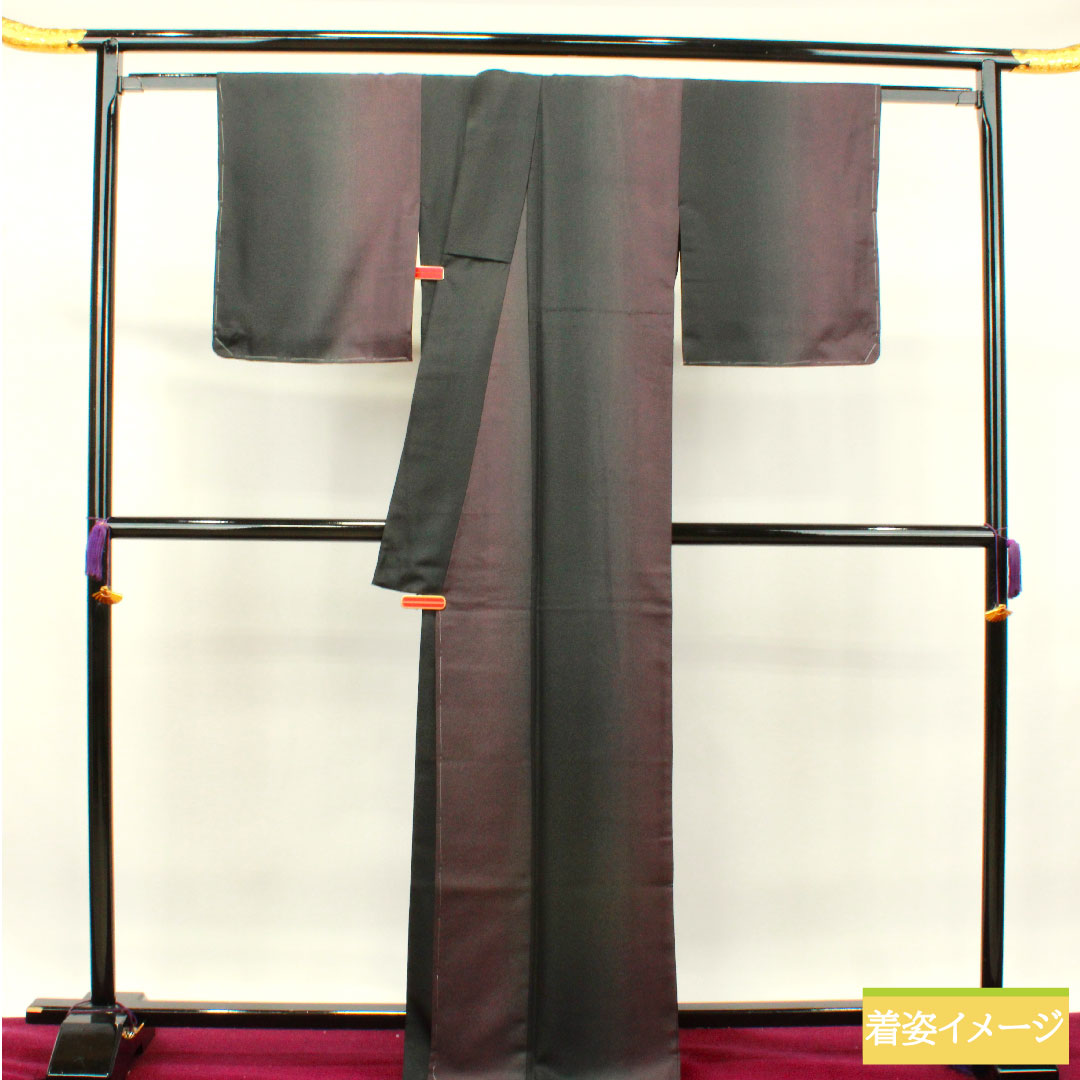 小紋 ポリエステル 身丈167.5cm 裄丈66cm 袷  HANAEMORI 洗える着物 ぼかし染 しつけ糸付き 未使用品  Sランク グラデーション系 1115003932599