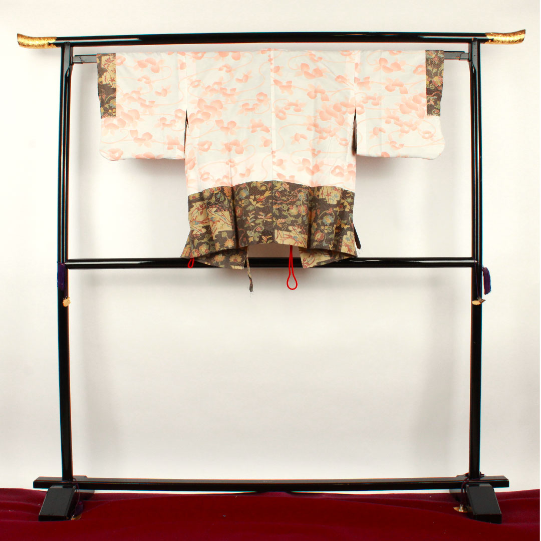 道中着 身丈71cm 裄丈62.5cm 墨色  型染 正絹 Sランク 袷 黒系 1117000542910
