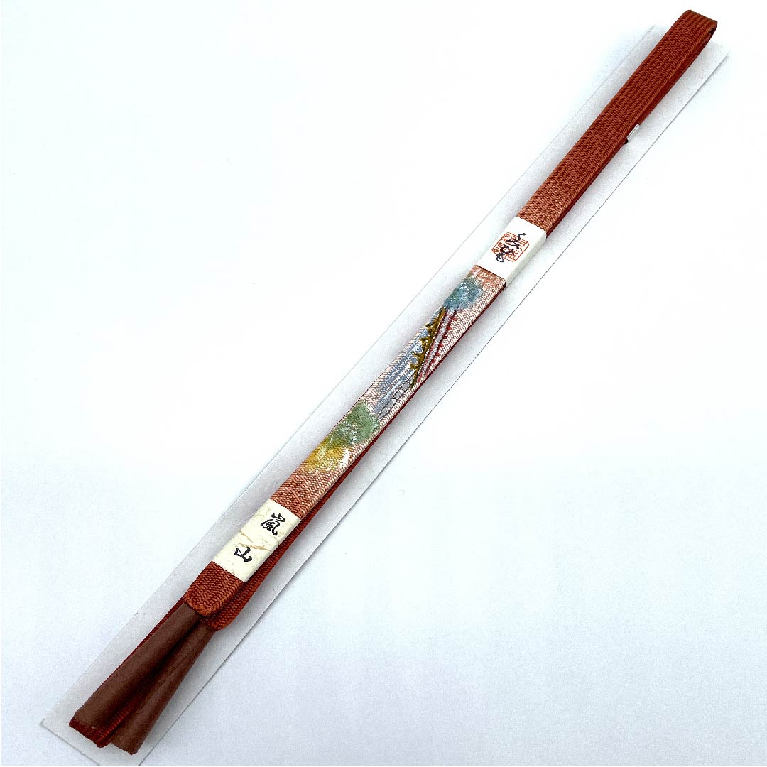 (New old stock) Obijime (sash fastener) made of pure silk, quarter-length cord, red-patterned color, by Nakamura Katsuun, Arashiyama, hand-painted, length approx. 162cm, width approx. 1cm, semi-formal, rank S, orange, 1135000052926