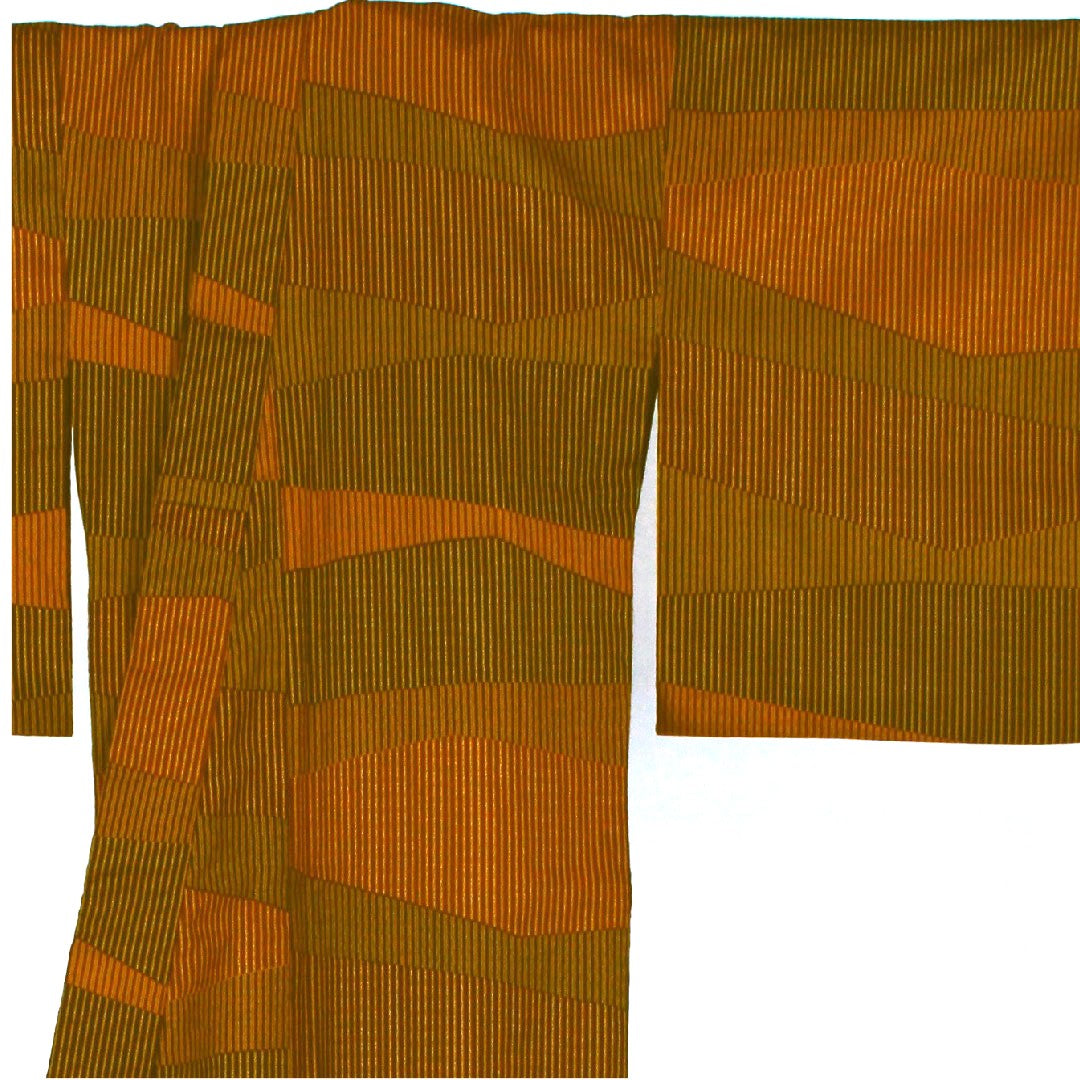 Small pattern, Length 168.5cm, Sleeve length 67cm, Lined, Striped pattern, Washable kimono, Polyester, S rank, Brown, 1115000972414