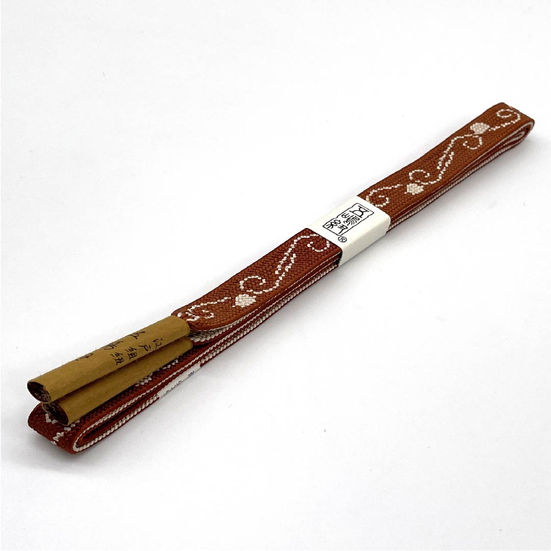 （新古品） 帯締め 正絹 四分紐 肉桂色（にっけいいろ） 五嶋紐 江戸組紐 新古品 長さ約153cm 幅約1.7cm カジュアル Sランク 茶系 1135002922314