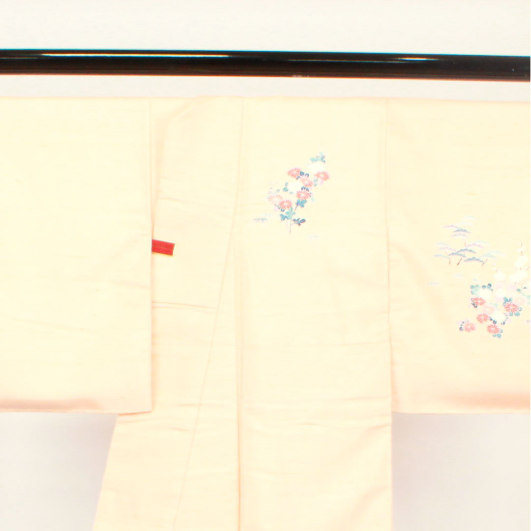 Homongi (formal kimono) Length 159cm Sleeve length 62cm Maiden color Tsumugi fabric Chayatsuji Pure silk A rank Pink 1112002073313