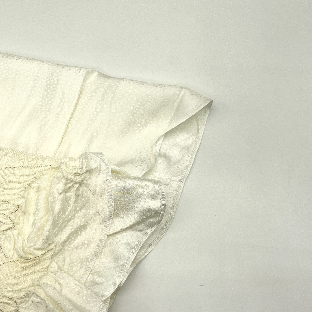 (New Old Stock) Obi-jime and Obi-age Set, Pure Silk, NEW Rank, Milky White, For Tomesode, Shibori, Classic Pattern, Length approx. 156cm, Width approx. 1.5cm, Formal, White-toned, 1141000391311