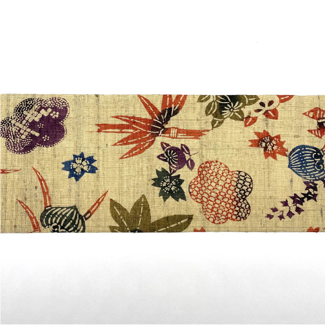 名古屋帯 桑色白茶色 紬地 葵 橘 松 紅葉 桜 帯丈362cm 正絹 Sランク全通 カジュアル ベージュ系 1124004672325  名古屋仕立て