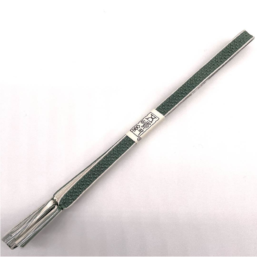 （新古品） 帯締め 正絹 三分紐 岩井茶色（いわいちゃいろ） 五嶋紐 新古品 長さ約132cm 幅約0.9cm カジュアル Sランク 緑系 1135000642319